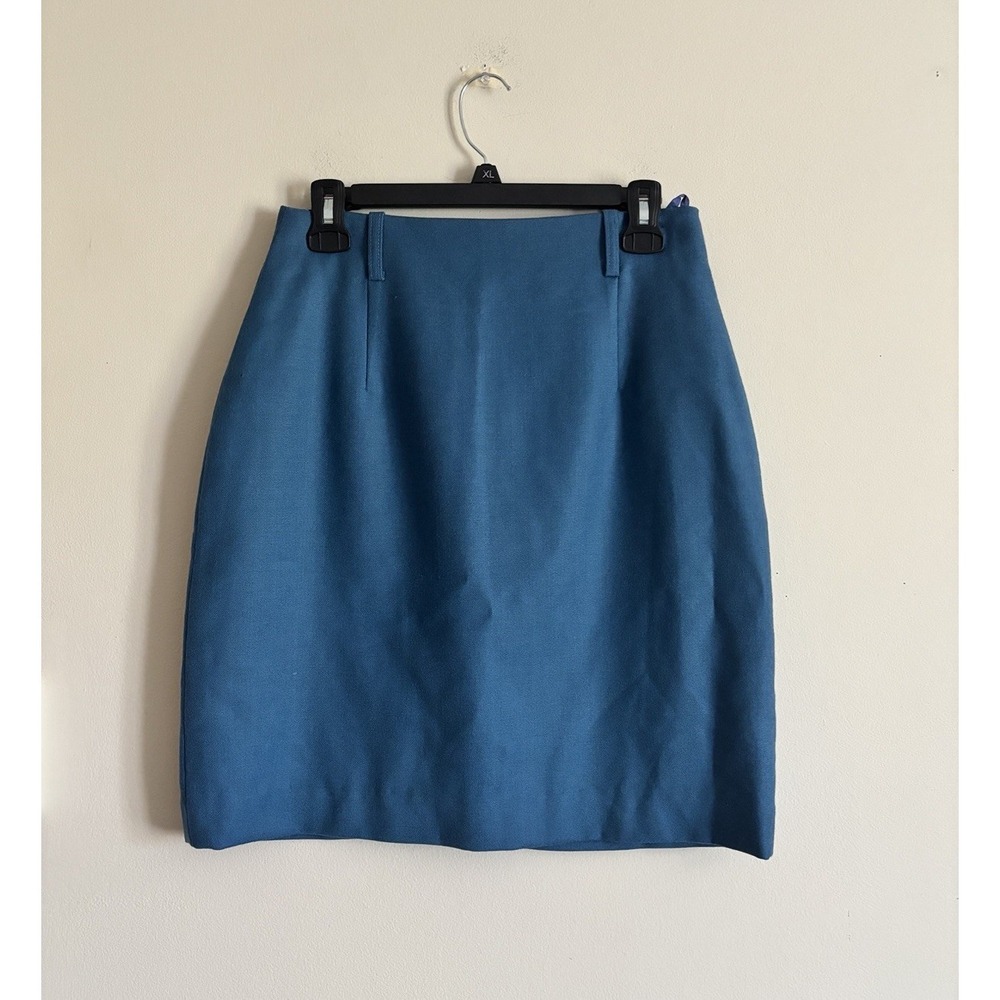 Vintage 80s 90s Giorgio Sant Angelo Wool Pencil Skirt Light Blue Size 10 Medium